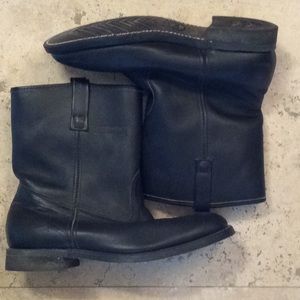 Western style heavy leather work boots